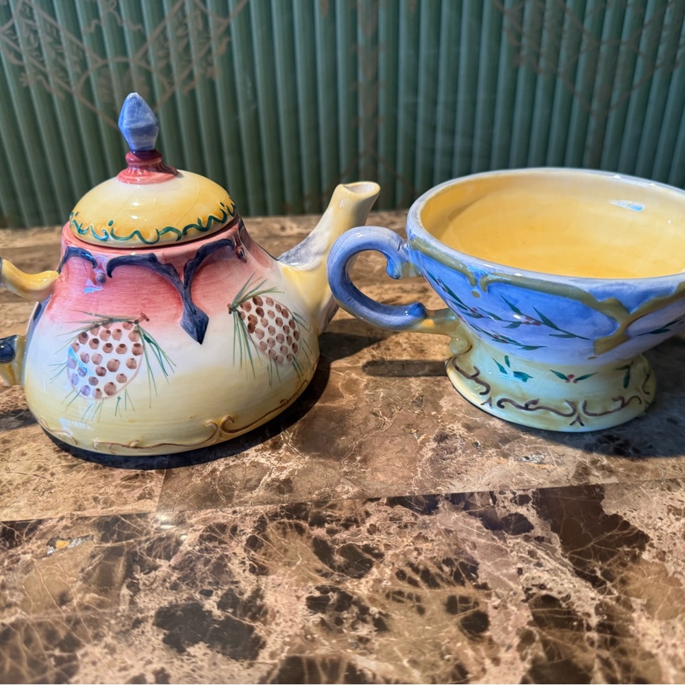 Hand-Painted Ceramic Teapot with Multicolor Design - Picture 2 of 5